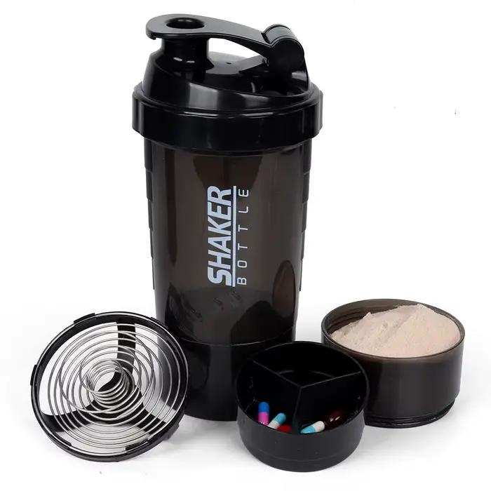 3 couches Shaker bouteille de protéines poudre Shake Cup bouteille d'eau tasse de mélange en plastiq