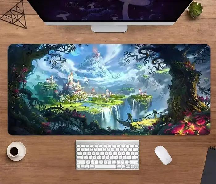 Tapis de souris Anime Scenery pour PC E-Sports, accessoires de jeu, caoutchouc lea, bureau, tapis de