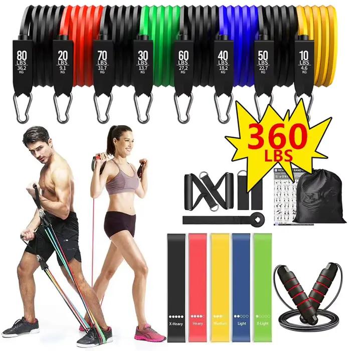 Ensemble de bandes de résistance pour exercices de Fitness, 360lb, Tubes élastiques, corde de tracti