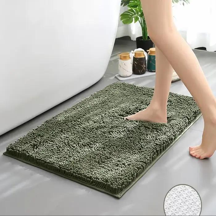 Tapis de bain Shaggy en chenille de luxe, extra doux et absorbant, lavable en machine, PVC antidérap