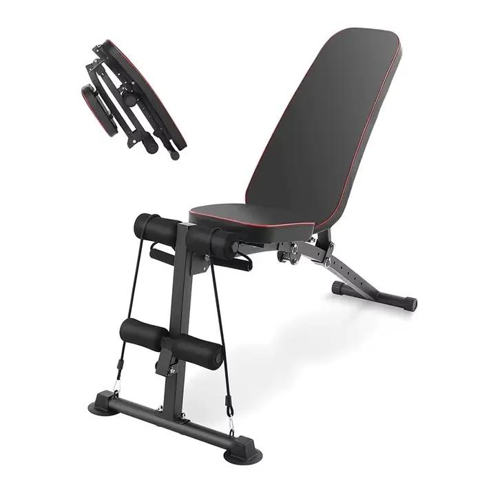 Banc de poids d'haltère réglable pliant, équipement d'entraînement d'inclinaison pour la musculation