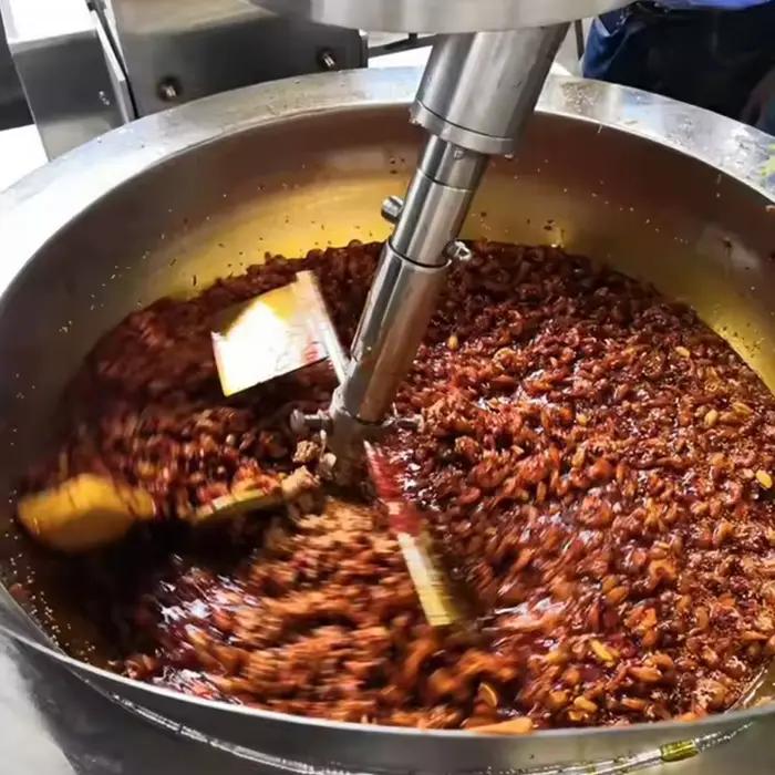 Marmite de cuisson industrielle à chauffage au gaz avec système de contrôle automatique PLC et carac
