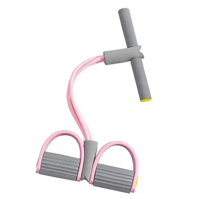Bandes de résistance élastiques à 4 tubes avec pédale pour yoga, pour la mise en forme des bras, de 