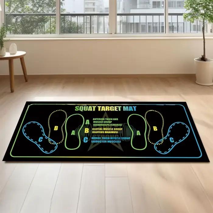 Tapis de squat bicolore 35x80cm, antidérapant et durable, avec instructions, adapté pour la salle de
