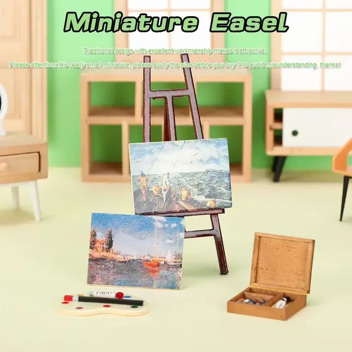 Ensemble de modèles de décoration pour maison de poupée, planche à dessin, chevalet Miniature, stylo de peinture d'artiste, Mini boîte en bois