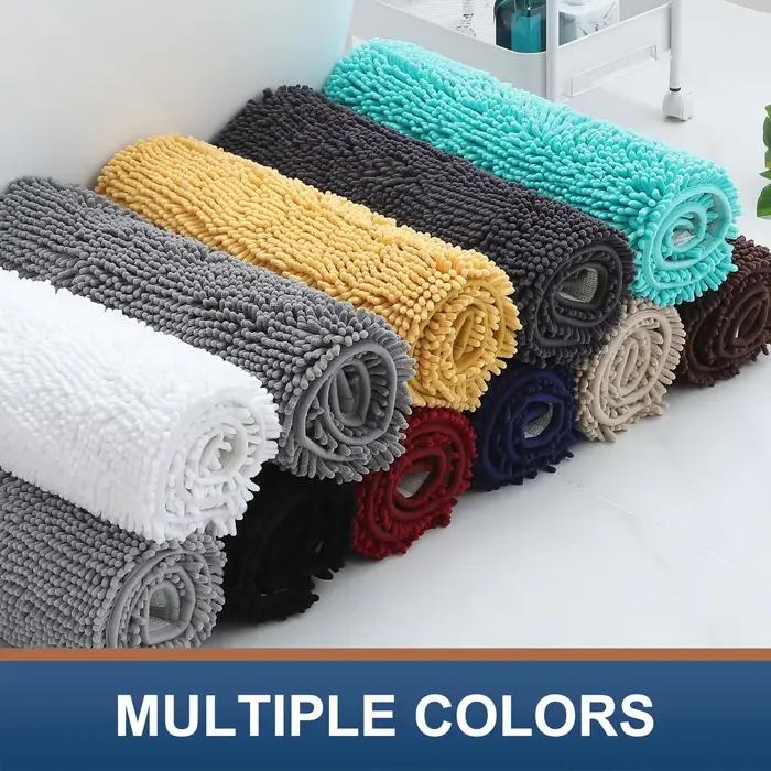 Tapis de bain Shaggy en chenille de luxe, extra doux et absorbant, lavable en machine, PVC antidérapant, tapis en peluche