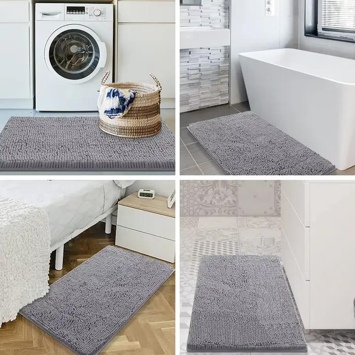 Tapis de bain Shaggy en chenille de luxe, extra doux et absorbant, lavable en machine, PVC antidérapant, tapis en peluche