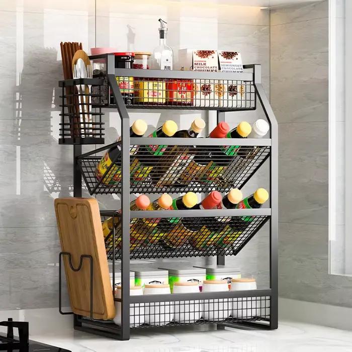 Étagère à condiments de cuisine, tiroir à plusieurs niveaux, armoire de rangement, panier, organisateur, tiroir, comptoir idéal, garde-manger sous l'évier, bureau