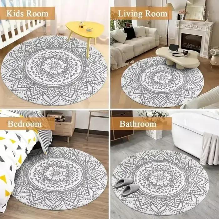Tapis rond imprimé persan tendance, pour salon, canapé, décoration de maison, chambre à coucher, doux, salon, table basse, tapis de Yoga, tapis de chaise