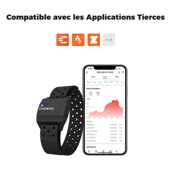 COOSPO Moniteur de Fréquence Cardiaque Brassard Bluetooth Ant+