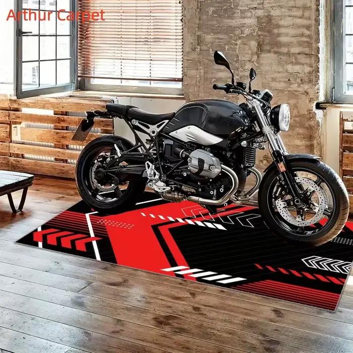 Tapis de moto VIKAMA, tapis de garage pour moto, résistant à l'huile, imperméable, résistant à l'usure, enroulable, style course