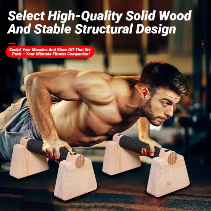 1 Paire de Barres de pompes en bois pour exercices de fitness, entraînement de musculation et stand-up