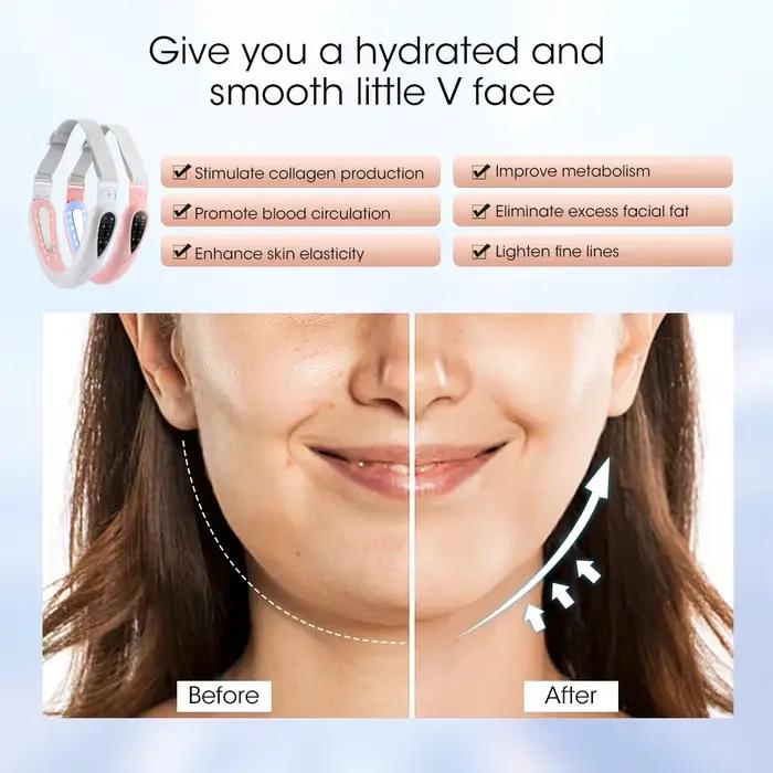 Masseur de visage en V Rechargeable, appareil de Massage du visage Portable, affichage LED, Instrument de beauté du visage