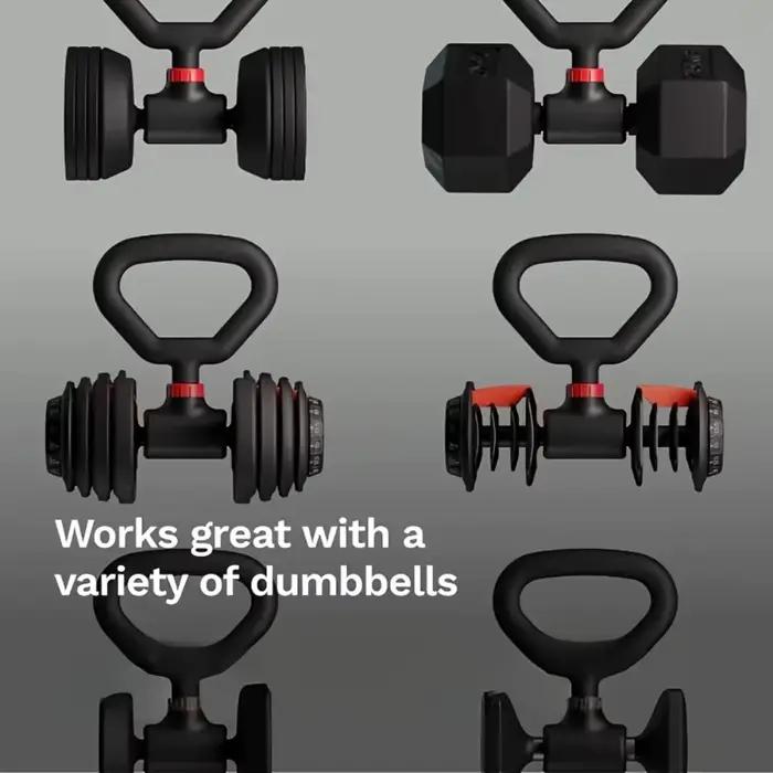 Convertisseur d'haltères - Transformez les haltères en ensemble de barres et en kettlebell pour la remise en forme à domicile - Réglable et capacité de charge jusqu'à 200 lb