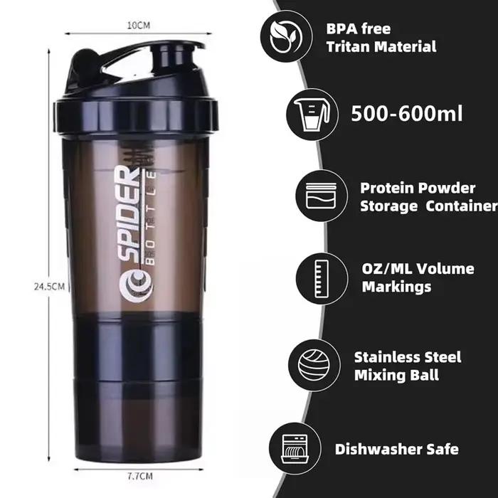 Shaker à protéines Portable avec récipient de stockage de poudre