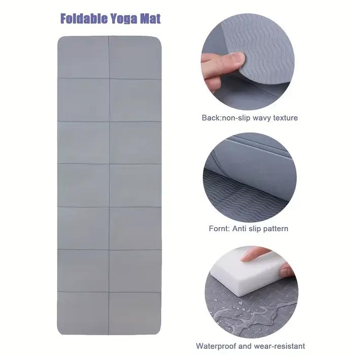 Les tapis de yoga pliables conviennent aux voyages, tapis d'exercice pliables antidérapants, écologiques et légers, portables pour la maison et les sorties