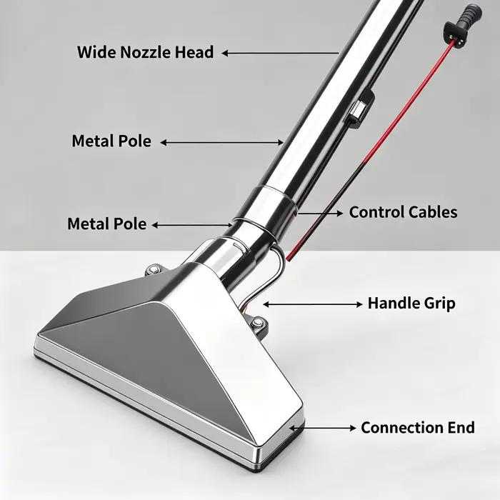 Tête d'aspiration pour tapis en acier inoxydable, accessoire de nettoyage vapeur tout-en-un pour machine de nettoyage intégrée