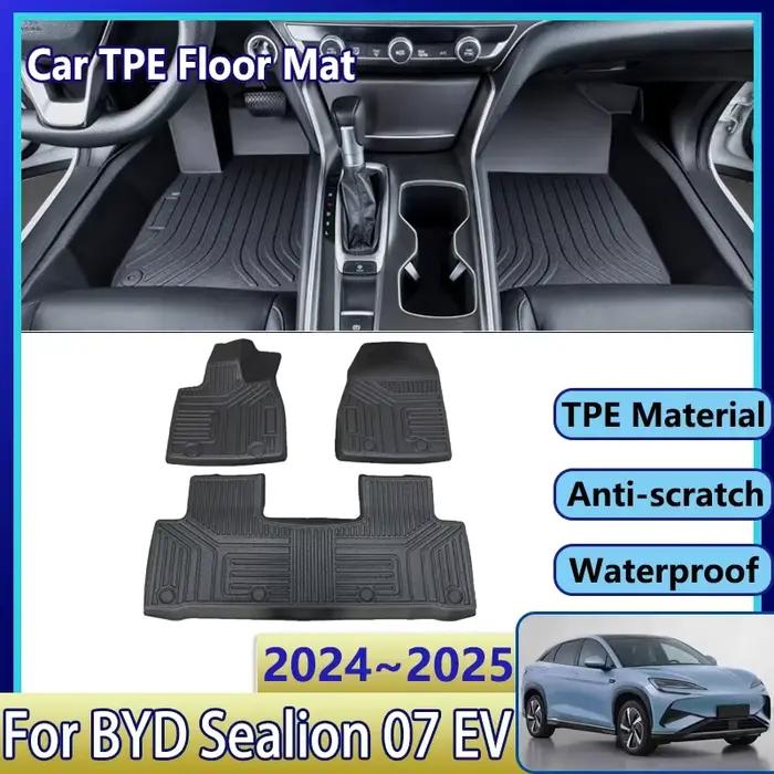 Tapis de sol de voiture pour BYD Sealion 07 EV 7 2024 2025 2026 3D TPE, imperméable, en cuir, boue, coussinet de pied, complet, accessoires