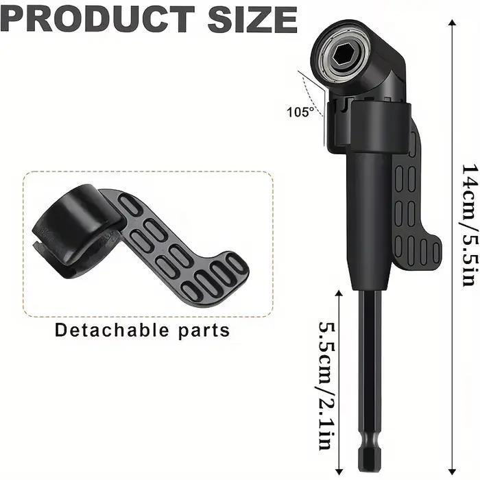 Le kit d'accessoires pour perceuse à angle droit comprend un adaptateur de douille, un adaptateur de perceuse d'angle à tige hexagonale, une foret oblique et une tête de lot