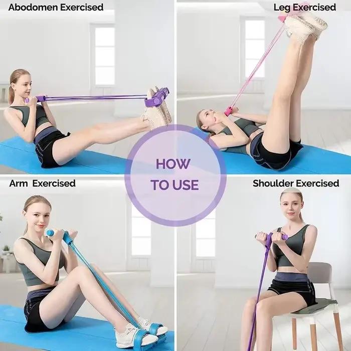 Bandes de résistance pour salle de sport à domicile – 4 tubes élastiques pour les entraînements complets du corps