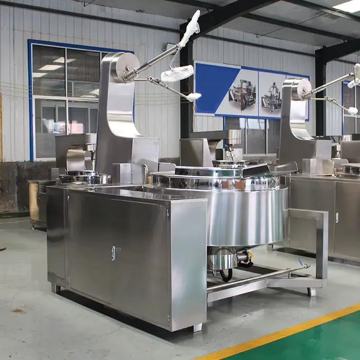 Marmite de cuisson industrielle à chauffage au gaz avec système de contrôle automatique PLC et caractéristiques d'économie d'énergie