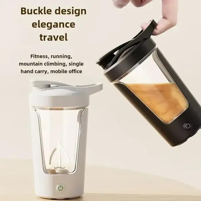 Tasse de mélange électrique automatique de 450ml, bouteille shaker portable pour protéines de lactosérum, alimentée par batterie, tasse d'agitation entièrement automatique pour la maison polyvalente et pratique pour le café, le thé, les smoothies et les boissons énergisantes