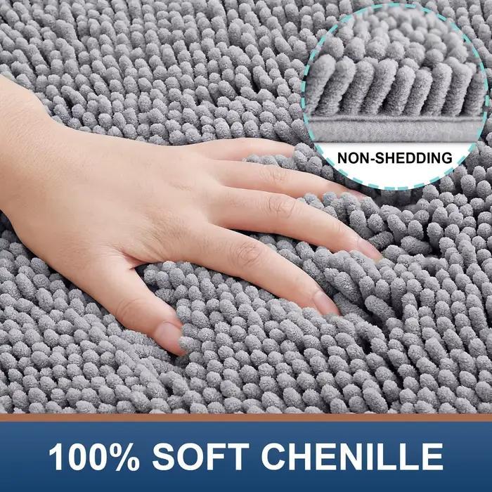 Tapis de bain Shaggy en chenille de luxe, extra doux et absorbant, lavable en machine, PVC antidérapant, tapis en peluche