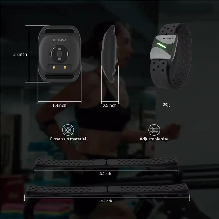 COOSPO Fréquence Cardiaque Brassard Bluetooth Ant+, Brassard Cardiofrequencemetre en Temps réel, Cap