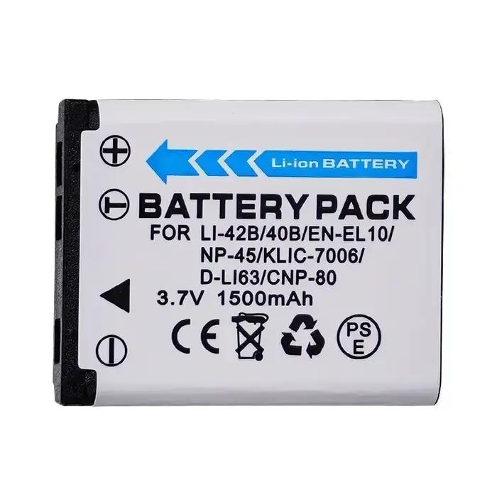 Batterie d'appareil photo 1500mAh EN-EL10 Li-42B Li-40B NP-45 NP-42 CNP-80, chargeur double fente po