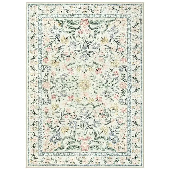 Tapis vintage floral BOHO pour salon, grand tapis de sol pour chambre à coucher, tapis pliable lavab