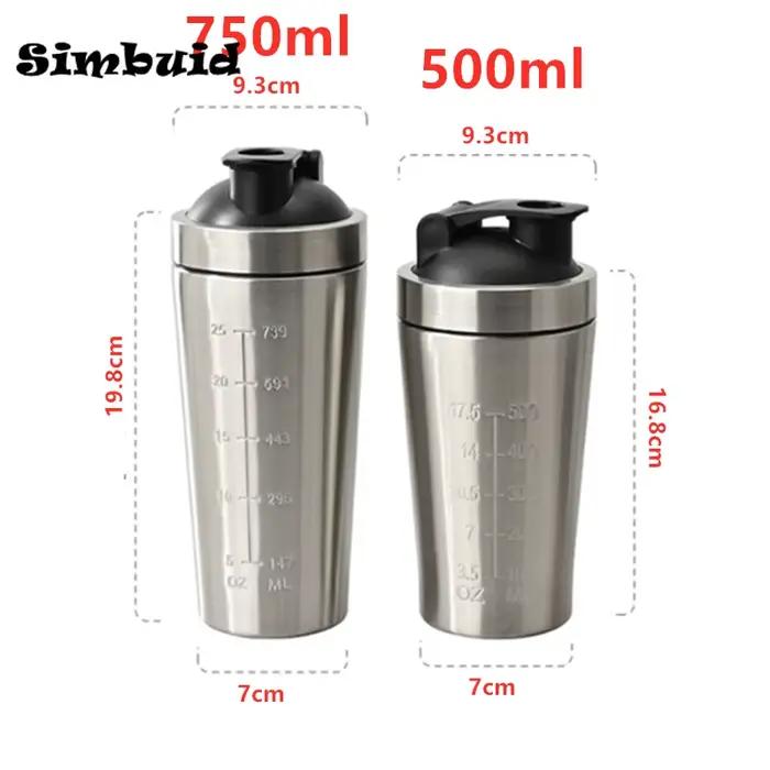 Bouteille Shaker de poudre de protéines en acier inoxydable, 1 pièce, avec échelle à bille, anti-fui