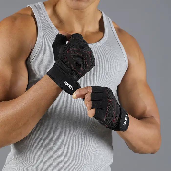 VBOSi Gants de cyclisme antidérapants et respirants, haltérophilie, haltères, gants de sport noirs a