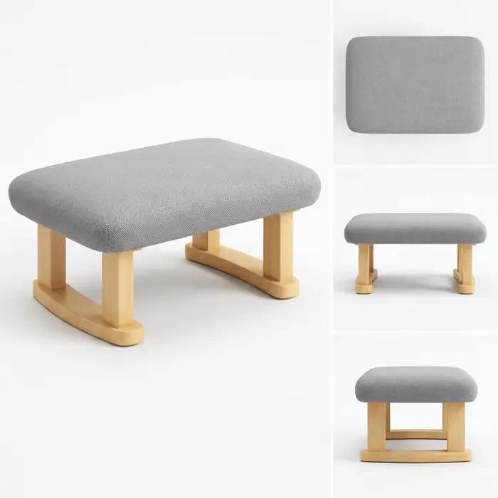 Tabouret en bois massif lisse, bords sans bavures, bords arrondis, banc à chaussures, taille compacte, pieds de support stables, tabouret en bois