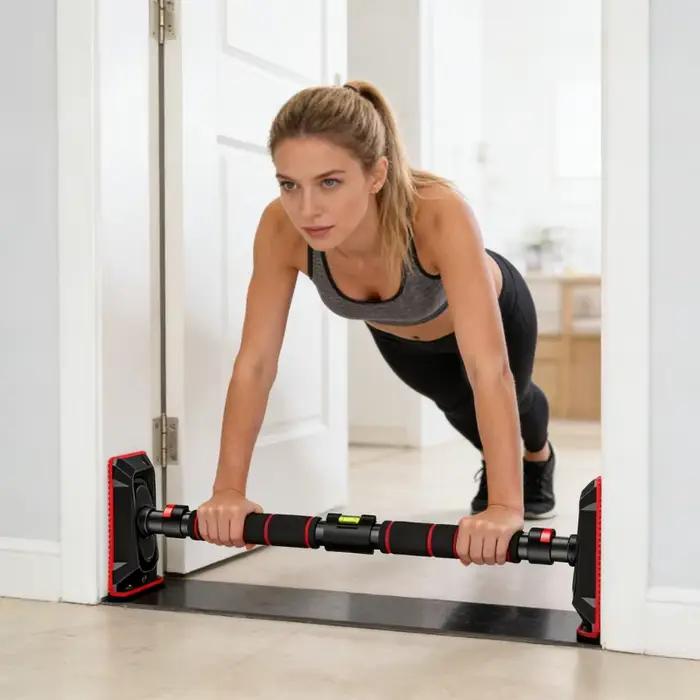 Barre de traction réglable pour entraînement musculaire avec jauge de niveau et coussins antidérapants pour exercices physiques à la maison occasions spéciales
