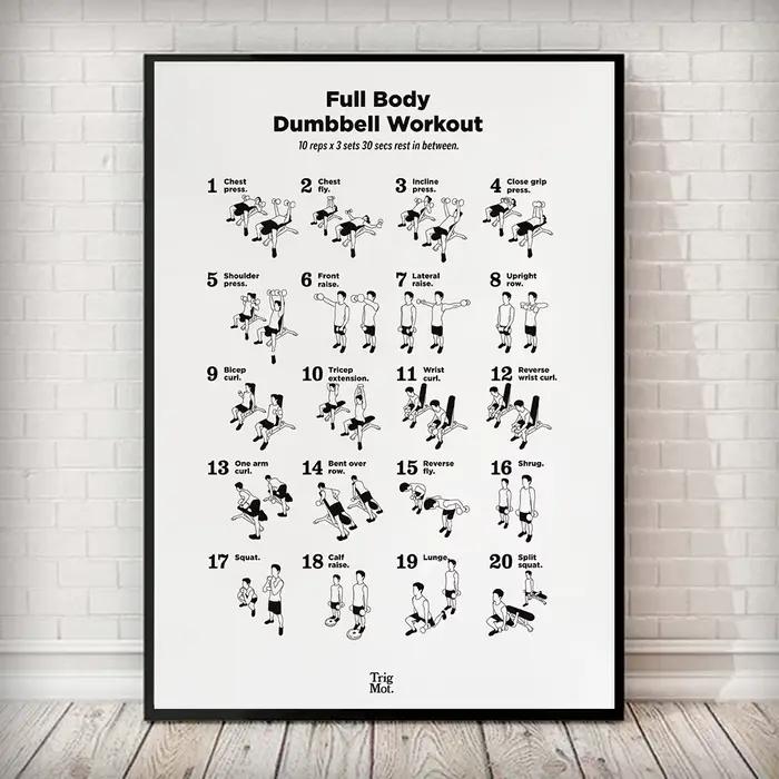 Affiches d'entraînement de musculation avec haltères