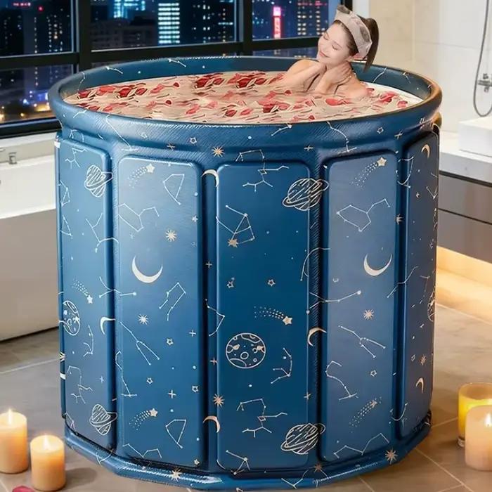 Baignoire d'hydrothérapie privée pour 2 personnes, ronde, portable, hors sol, pour bain relaxant, pliable, mobilier de maison