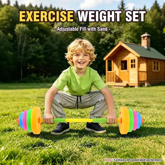 Ensemble d'haltères et de barres réglables pour enfants, jeux d'entraînement en intérieur et en extérieur, jouets sportifs, équipement de fitness pour garçons, filles et enfants