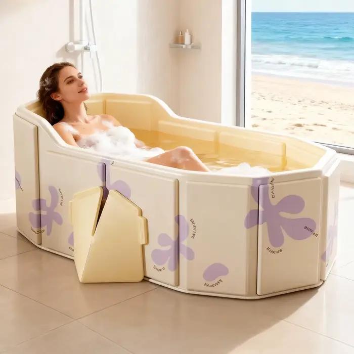 Baignoire isolée pliable Portable 1 pièce, baignoire sans gonflage pour douche, bains à la maison et à l'extérieur