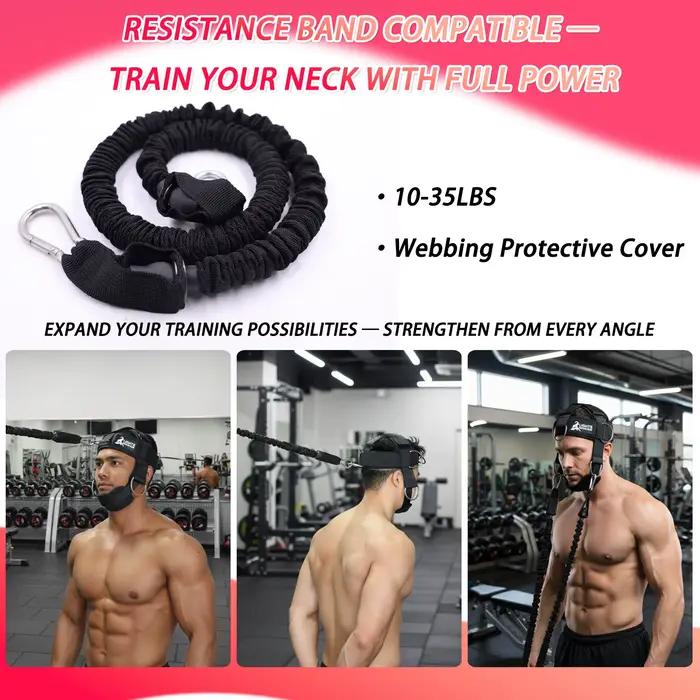 Harnais de cou réglable avec système de poulie et bandes de résistance – Entraînement multidirectionnel de musculation du cou pour la force