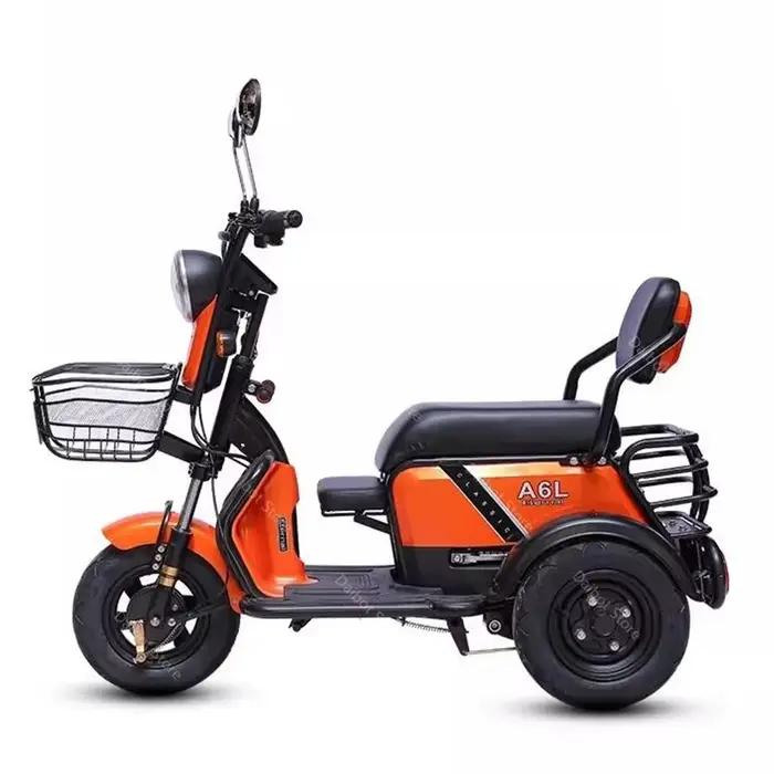 Mini Tricycle électrique adulte 3 lieux 600w 48v tout Terrain Parents enfant Scooter électrique vélo famille avec batterie amovible