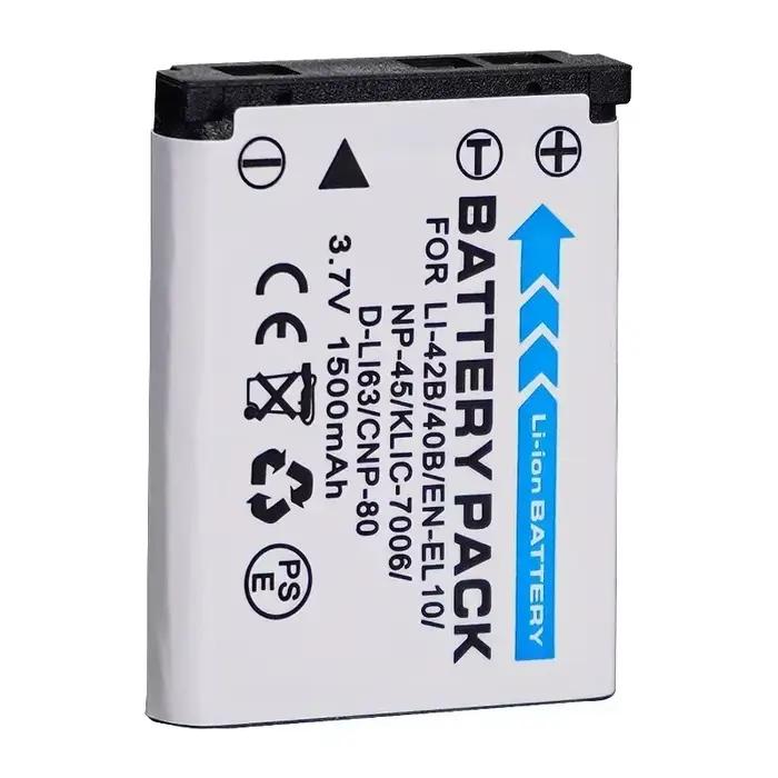 Batterie d'appareil photo 1500mAh EN-EL10 Li-42B Li-40B NP-45 NP-42 CNP-80, chargeur double fente pour OLYMPUS, FUJIFILM, Pentax, Casio