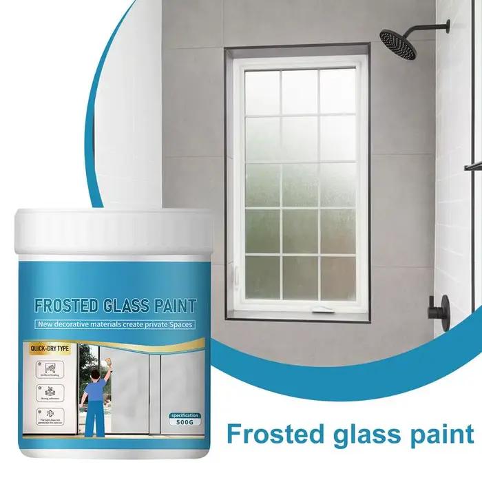 Peinture pour verre mat, 500g, peinture pour verre Opaque, salle de bains, fenêtre en verre, sablage, revêtement à base d'eau, Transparent, devient givré
