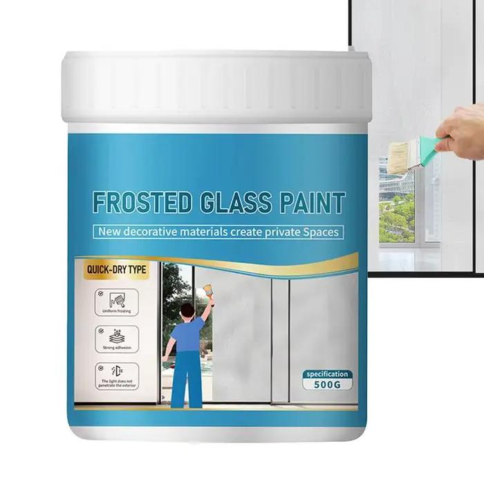 Peinture pour verre mat, 500g, peinture pour verre Opaque, salle de bains, fenêtre en verre, sablage, revêtement à base d'eau, Transparent, devient givré