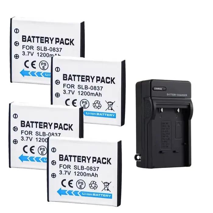Batterie d'appareil photo 3.7V 1200mAH SLB 0837 SLB0837 SLB-0837 + chargeur USB adapté à la caméra Samsung NV3 NV5 NV7 I5 I6 I50 I70 L73