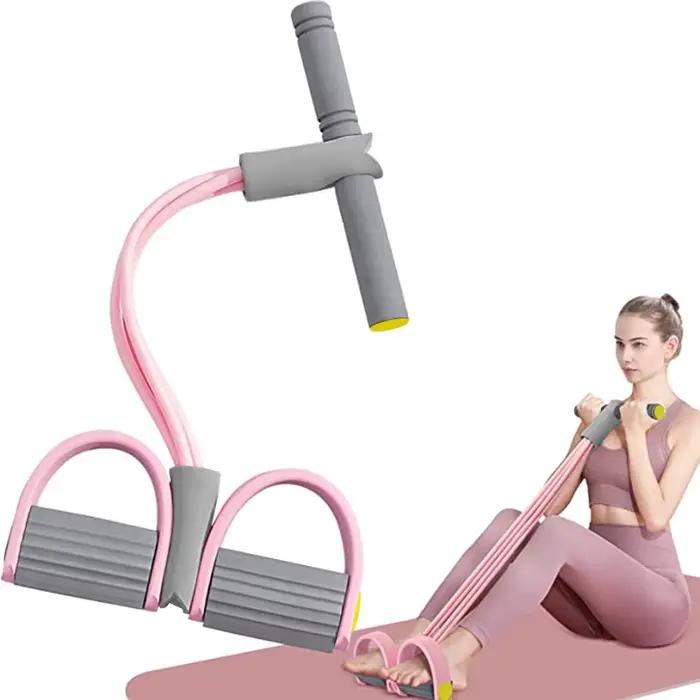 Bandes de résistance élastiques à 4 tubes avec pédale pour yoga