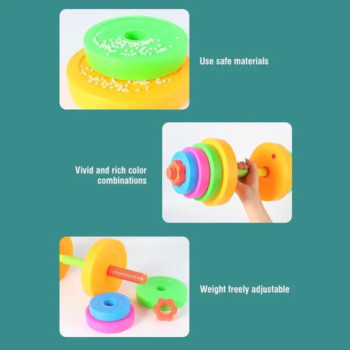 Ensemble d'haltères et de barres réglables pour enfants, jeux d'entraînement en intérieur et en extérieur, jouets sportifs, équipement de fitness pour garçons, filles et enfants