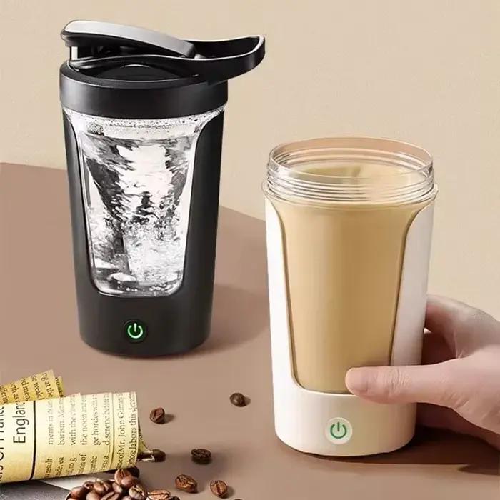 Tasse de mélange électrique automatique de 450ml, bouteille shaker portable pour protéines de lactosérum, alimentée par batterie, tasse d'agitation entièrement automatique pour la maison polyvalente et pratique pour le café, le thé, les smoothies et les boissons énergisantes