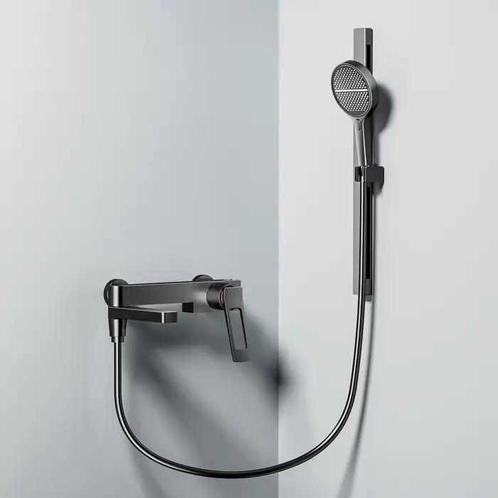 Robinets de baignoire-douche cascade noire, mitigeur de douche mural, robinets de bain-douche chaud et froid, BaRobinet Baignoire