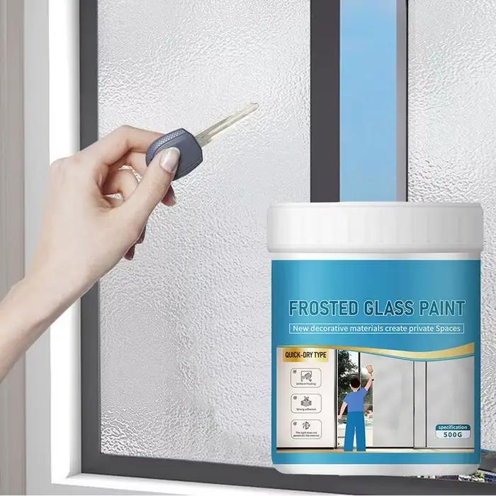 Peinture pour verre mat, 500g, peinture pour verre Opaque, salle de bains, fenêtre en verre, sablage, revêtement à base d'eau, Transparent, devient givré