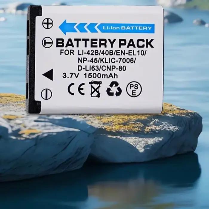 Batterie d'appareil photo 1500mAh EN-EL10 Li-42B Li-40B NP-45 NP-42 CNP-80, chargeur double fente pour OLYMPUS, FUJIFILM, Pentax, Casio